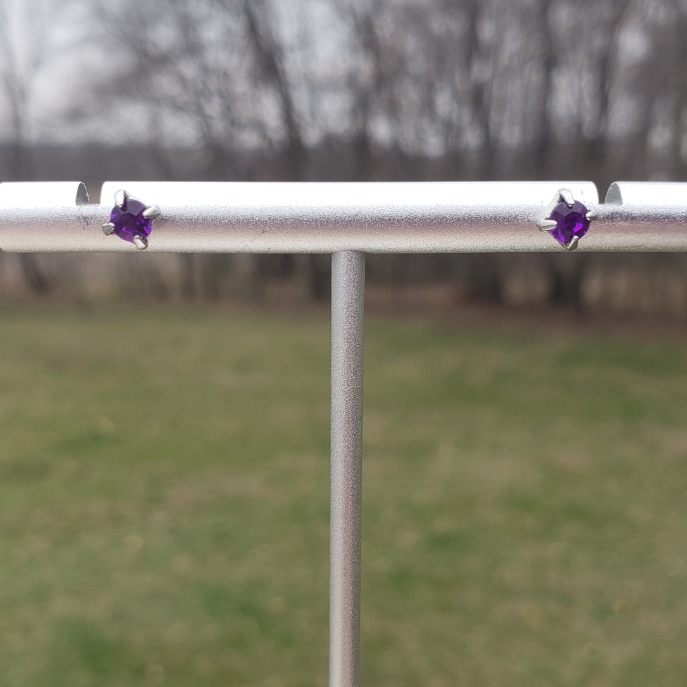 Elegant Purple, Pink, And Clear Stud Earrings - Picture 5 of 15